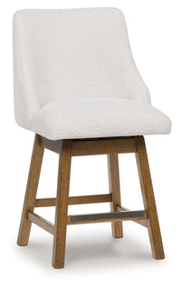 Cabalynn - Upholstered Swivel Barstool (Set of 2) - Oatmeal / Light Brown