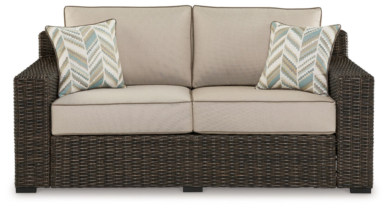 Coastline Bay - Loveseat W/Cushion - Brown